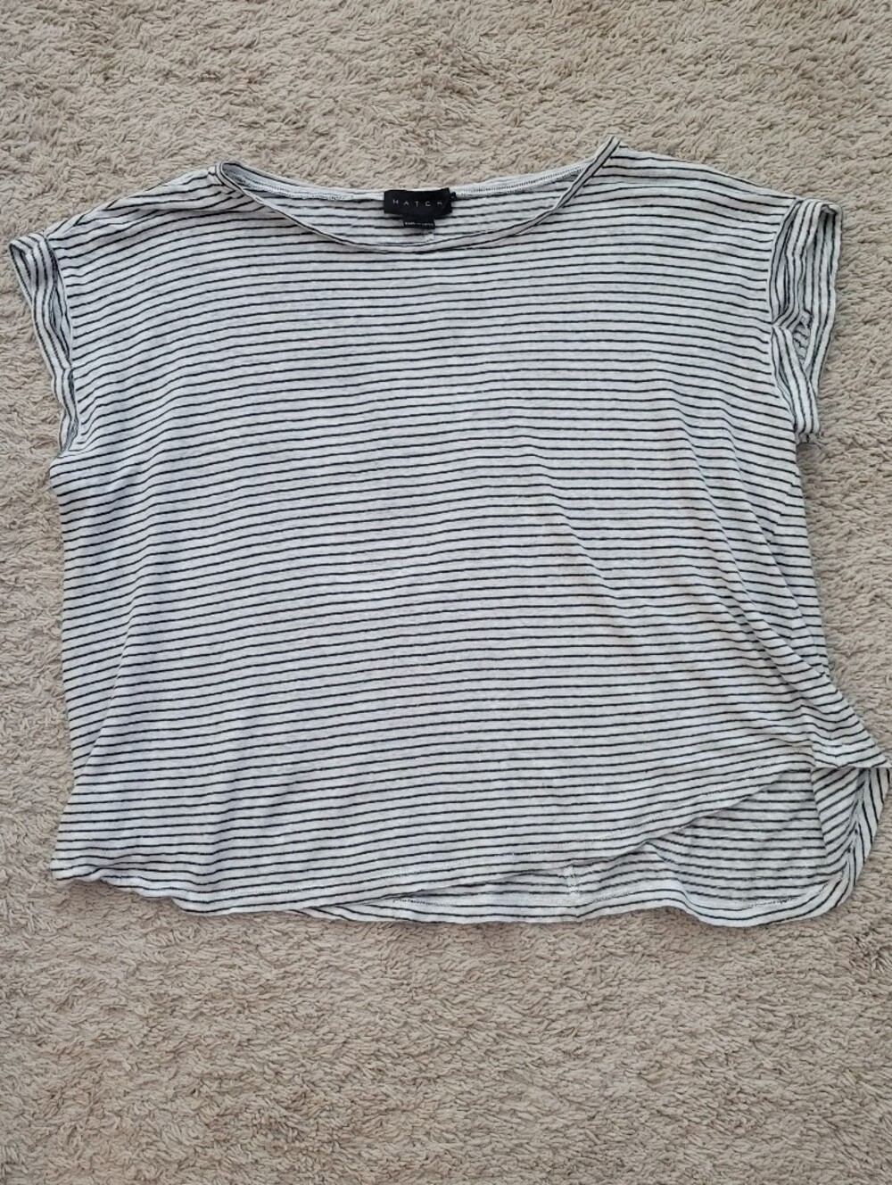 Hatch Striped Lightweight Short Sleeve Top - White & Black